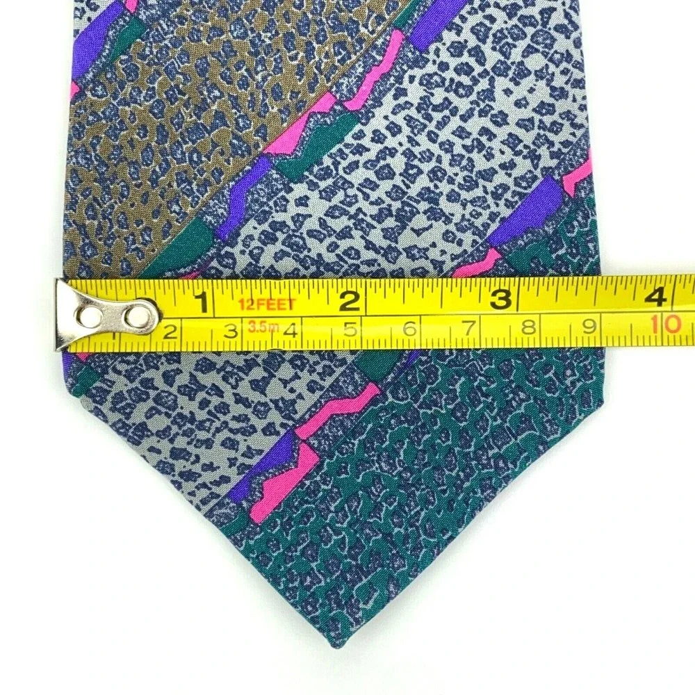 MISSONI Diagonal Animal Print Striped Multicolor 100% Silk Necktie - Needs fix